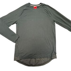 Nike Shirt Mens M Black Training Running Zip Pocket Crew Neck Bonded Long Sleeve